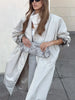 Women Solid Casual Long Trench Coat Lapel Collar Single Breasted Batwing Sleeve Windbreaker Streetwear Oversized Outerwears