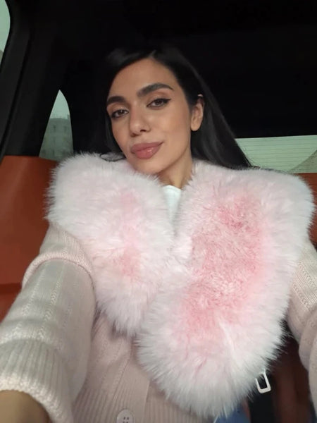 Elegant Faux Fur Knitted Sweater Coat Women Vintage Plush V-neck Pink Cardigan Coats Female Winter Chic Street Knitwears