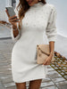 Autumn Women Sweater Dresses Pearls Round Neck Long Sleeve Hip Wrap Dress Winter Elegant Ladies Casual Solid Slim Fit Dress