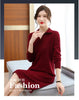 Autumn Women's Lapel Knee Length Sweater Dress Loose Temperament Solid Color Straight Knit Bottom Skirt