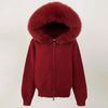 Coat Women Cardigan Natural Fox Fur Coat Women Real Mongolian Fur Knitwear Female Spring Autumn Hooded Knitted Fur Jacket