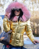 Women’s Short Coat with Fur Collar Winter Warm Quilted Jacket Outerwear