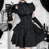 American Gothic Dark Y2K Vintage Dress Women Aesthetic Streetwear Harajuku Grunge Lace Patchwork High Waist Bow Party Dress