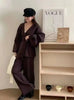 Women's Knit 2 Piece Set Lace-up Gathered Wast Cardigan Coats High Waist Wide Leg Pants Winter 26C1023