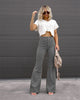 Corduroy Casual Trousers Women Autumn Winter Solid High-waist Flare Pants Lady Slim Black Gray Khaki Orange Long Pants