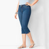 Women Elasticity Slim Casual Denim Capri Pants Literary Vintage All-match Solid Color Pocket Mid-Rise Skinny Lady Jeans