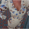 Elegant Ruffle Women's Long Dresses V Neck Half Sleeve Button Waist Cinching Pleated Dress Spring Lady Party Robes