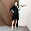 Women Pleated Single Breasted Dress Stand Theree Quarter Sleeve Tide Spring 2F0095