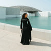 White Pearl Trim Cape Maxi Dress Women Elegant Long Sleeve Cinching Waist Muslim Robes Spring Eid Abaya Lady Dresses