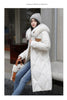 White Fur Collar Down Cotton Parkas Padded Coat Women Winter Long Over The Knee Waist Warm Thick Parkas Coat