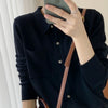 Women's Elegant Spring Knitted Cardigan Wool Polo Neck With Pockets Solid All-Match Casual Soft Tops Coats ZB1047006