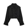 Women Belt Cropped Trench Spring Jacket Vintage Streetwear Double Breasted Long Sleeve Top Female Coat Outfits