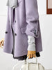 Women's Double-faced Woolen Coat Spring Autumn Suit Collar Double Breasted Long Sleeve Temperament Commuting Purple Jacket
