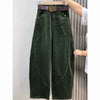 Large Size 4XL Autum Winter Trousers Women Corduroy Straight Leg Pants Retro Ladies Loose Wide-leg Pantalons