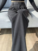 Brown Woolen Suit Pants for Women in Autumn and Winter Narrow Version Straight Wide-leg Pants with Drape