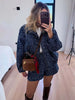Vintage Print Zip Up Jacket 2 Piece Set Stand Collar Loose Coat High Waist Casual Shorts Women Autumn Retro Suit