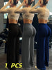 Ladies High-Waist Butt-Lifting Wide Leg Yoga Pants Soft Elastic Straight Fitness Trousers Skin-Friendly High Elasticity