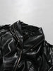 Solid Loose Spliced Zippers Leather Jackets for Women Lapel Long Sleeves Patchwork Pockets Jacket Female
