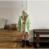 Women's Oversized Quilted Jacket With Hooded Stand Collar Long Sleeve Zipper Pocket Coat Lady Warm Winter Outerwear