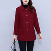 High End Women's Solid Woolen Coat Autumn Winter Middle Aged Mother Wool Trench Outwear Large Size Mother Warm Blend Jacket 4XL