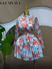 Women Print Full Sleeve O-neck Pleated Long Dress Spring Evening Elegant Romantic Vacation Party Birthday Dresses