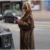 Women's Dark Brown Faux Fur Long Overcoat Single Breasted Fleece Long Trench Coat Winter Fluffy Plush Warm Thicken Outerwear
