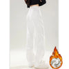 Winter Girls Fleece Thermal High Waist Jeans Female Snow Warm Plush Denim Pants Lady Casual Daily Straight Leg Trousers