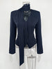 Striped Print V-neck Ribbon Suit Coat For Women Long Sleeve Buttons Office Lady Top Elegant Female Blazer Outwear