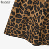 Leopard Print 2 Pieces Sets Woman Street Puff Sleeve Short Tops Wide Leg Pants 2pcs Suits Outfits OL Pant Sets