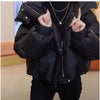 Hooded Collar Cotton-padded Jacket For Women Autumn Winter Solid Loose Warm Female Puffer Coat