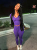 Sporty Casual 2 Piece Set Women Tracksuit Hooded Zip Crop Tops+Leggings Fitness Soft Stretch Streetwear Activity Suit