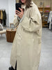 Women Autumn Long Trench Coat Chic Stand Collar Button Batwing Sleeve Oversize Jacket High Street Windproof Loose Outfit
