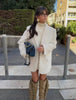 Winter Women's White faux fur Effect straight cut loose Edition casual suit jacket