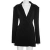 Chic Waist Cinching Women Mini Dress Full Sleeve Deep V-neck Double Breasted Short Dresses Lady Daily Party Street Gown