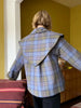 Women Reversible Button Loose Jacket Plaid Contrast Splicing Lapel Collar Long Sleeve Short Coat Chic Daily Commute Street Wear