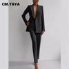 Elegant Blazer Suit and Wide Leg Pants Two 2 Piece Sets Outfits Women Classic OL Work Street Outfit Tracksuit