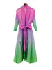 Contrast Color Pleated Dress For Women Open Stitch Belt Midi Elegant Dresses Ladies Party Clothing Spring 2R7326