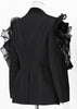 Spliced Mesh Ruffles Casual Blazer For Women Lapel Long Sleeve Tide Loose Fit Jacket Spring Autumn A165