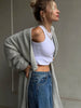 Soft Knitted Set Women Autumn Winter Casual Long Sweater Cardigan with Belt & Vest Midi Dresses Solid Tracksuit