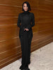 Turtleneck Long Sleeve Maxi Dress For Women Irregular Bodycon Long Dress Femme Temperament Evening Dress