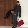 Casual Women Solid Loose Long Trench Coat with Belt Chic Stand Collar Double Breasted Oversize Long Jacket Autumn Outerwear