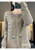 Autumn Winter Round Neck Embroidery Comfortable Ladies Sweater Coat Elegant Women Knitted Cardigan Sweater Jacket