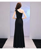 Host evening dress, light, niche one shoulder black long dress, fishtail, one shoulder dress, female