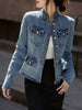 Women's Denim Jacket Spring Autumn Stand-up Collar Comfortable Lady Outerwear Long Sleeve Temperament Ladies Cowboy Coat