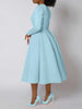 A Line High Waisted Dress Zipper in Back Women Long Sleeve Autumn Casual Dress Elegant Office Work Lady Dress Solid Color