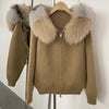 Knitwear Cardigan Women Spring Knitted Jacket Female Autumn Hooded Real Fox Fur Coat Natural Short Fur Coat Casual