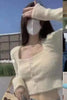 Fuzzy Square Neck Cardigan Sweater Women Long Sleeve Button-Up Fitted Knit Crop Top Soft Plush Jacket Spring Fall Y2K