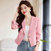 short blazer for women single breasted long sleeve autumn elegant office clothes black white pink