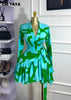 Spring Women Flare Long Sleeve V-neck Sashes Ruffle Mini Dress Street Elegant Sexy Vacation Party Birthday Dresses