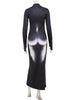 Women's Maxi Dresses Print Sheath Turtleneck Regular Long Sleeves Slim Fit Streetwear Female Vestidos Robes